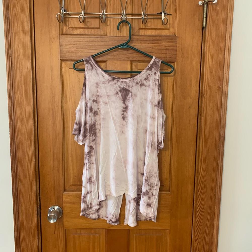 American Eagle Outfitters Purple and White Asymmetrical Tie Front Tank Top